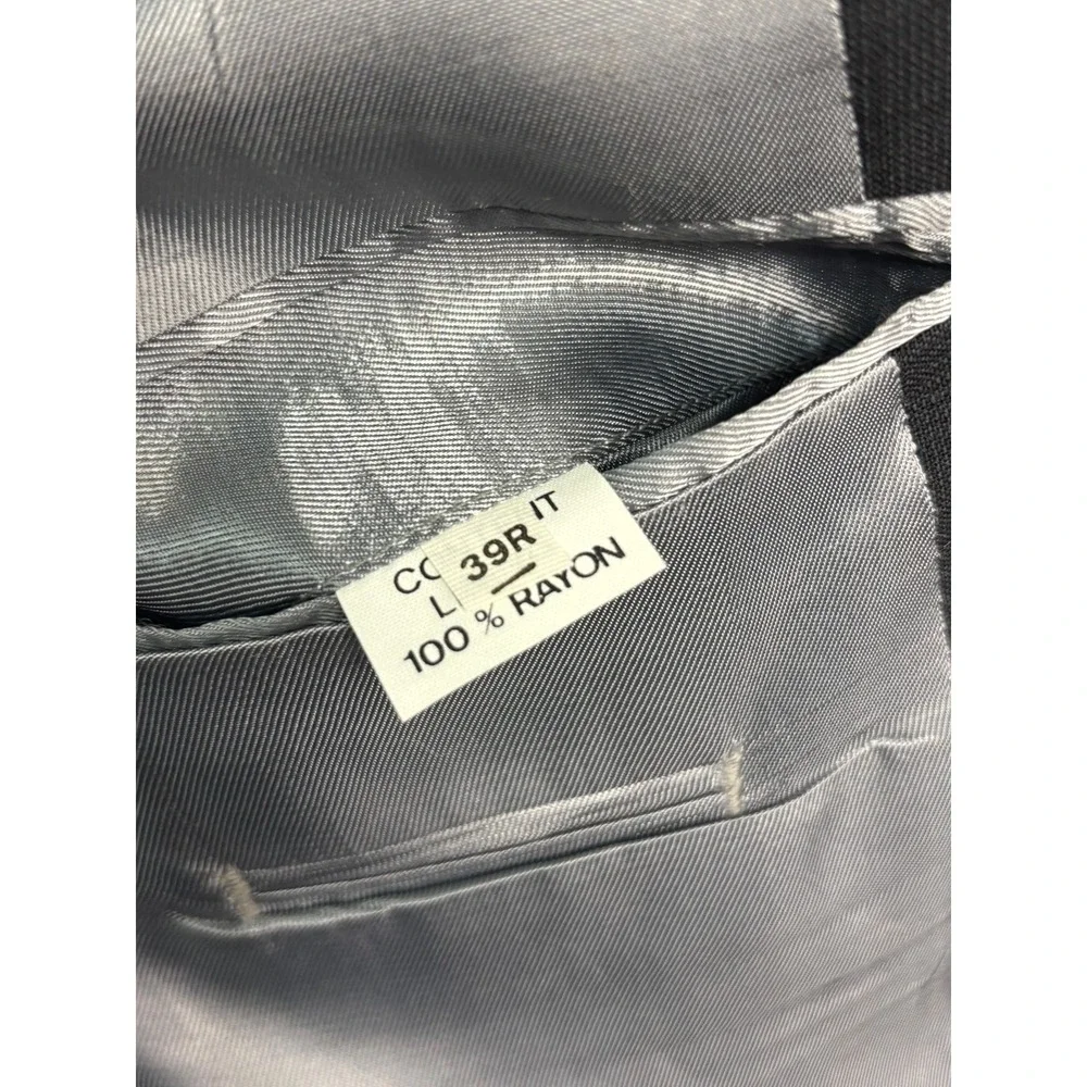 vtg Gianfranco Ruffini Italy 38R 39R 32x30 Double Breasted 2pc Suit Charcoal